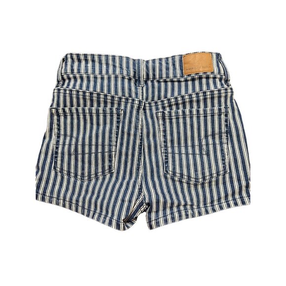 American Eagle Hi Rise Shortie Shorts Blue White Stripes Next Level Stretch Sz 0 - Picture 3 of 4